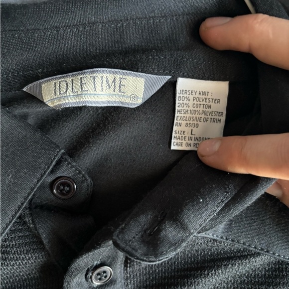idletime shirt Men’s Large Black Collared Button Up Polo Pockets NWOT - Picture 10 of 12